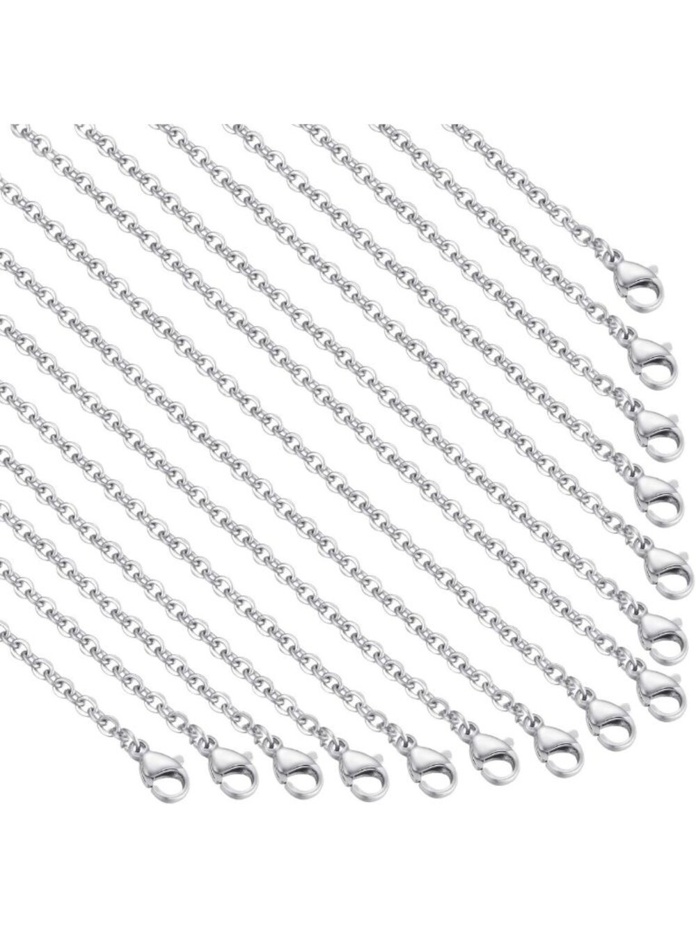 30 Pack 20" Stainless Steel Necklace Chains with Lobster Clasps for DIY Jewelry